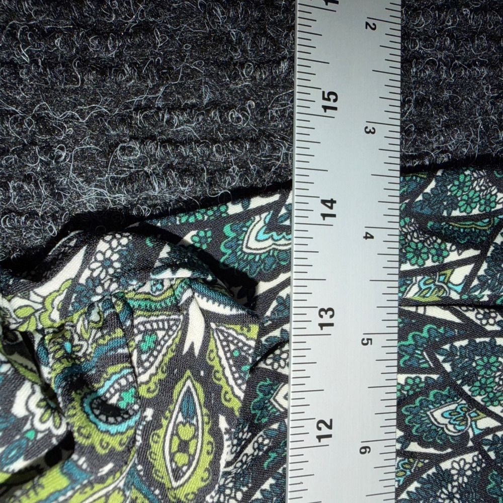 Connected Apparel Green Paisley Peacock Print V-Neck Twist Front Dress Size 10 - Picture 7 of 8